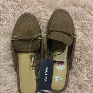 Nautica Women's Brown Loafers with Gold Details